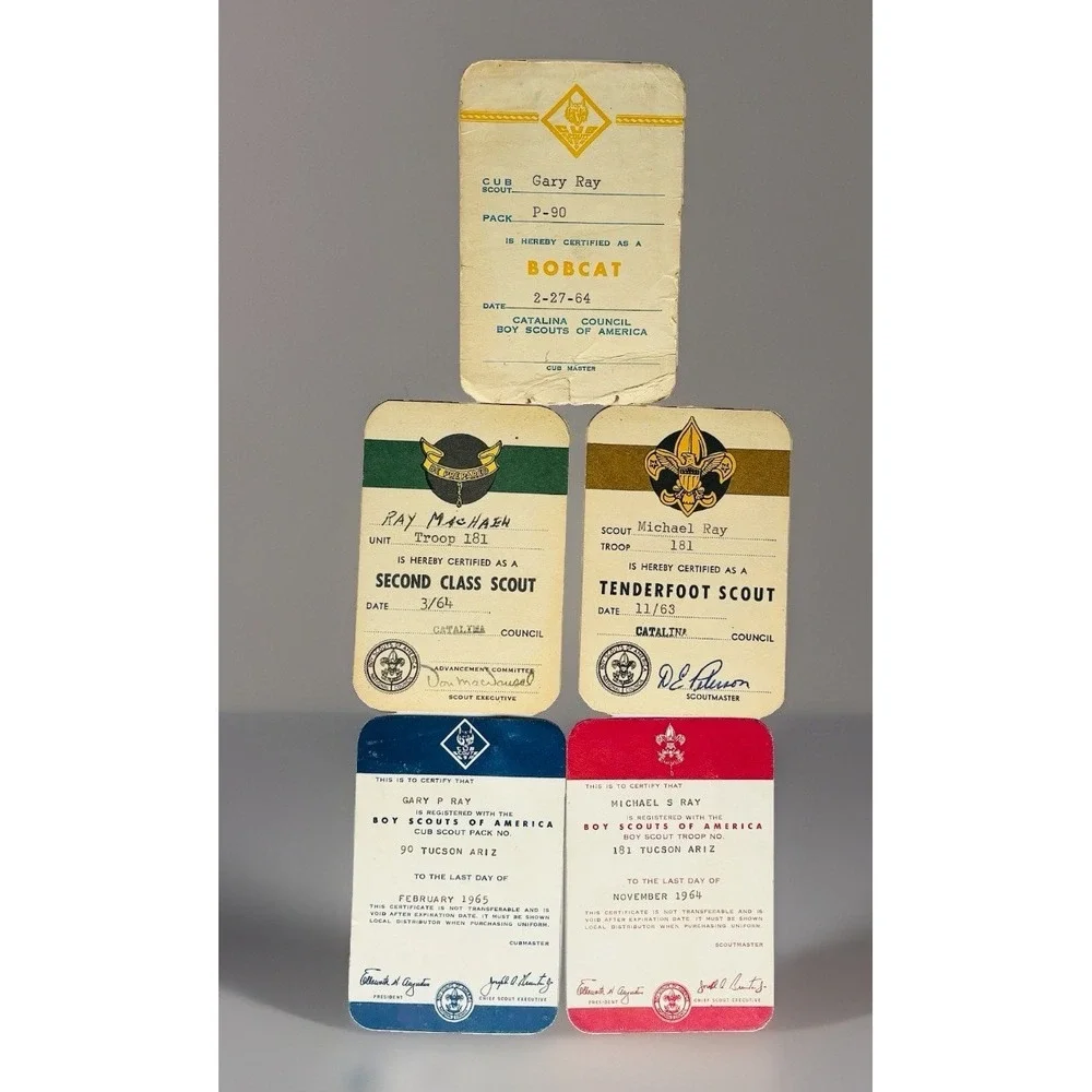 Vintage 1963-1965 Boy Scouts BSA Wallet Card Lot Catalina Council Tucson AZ